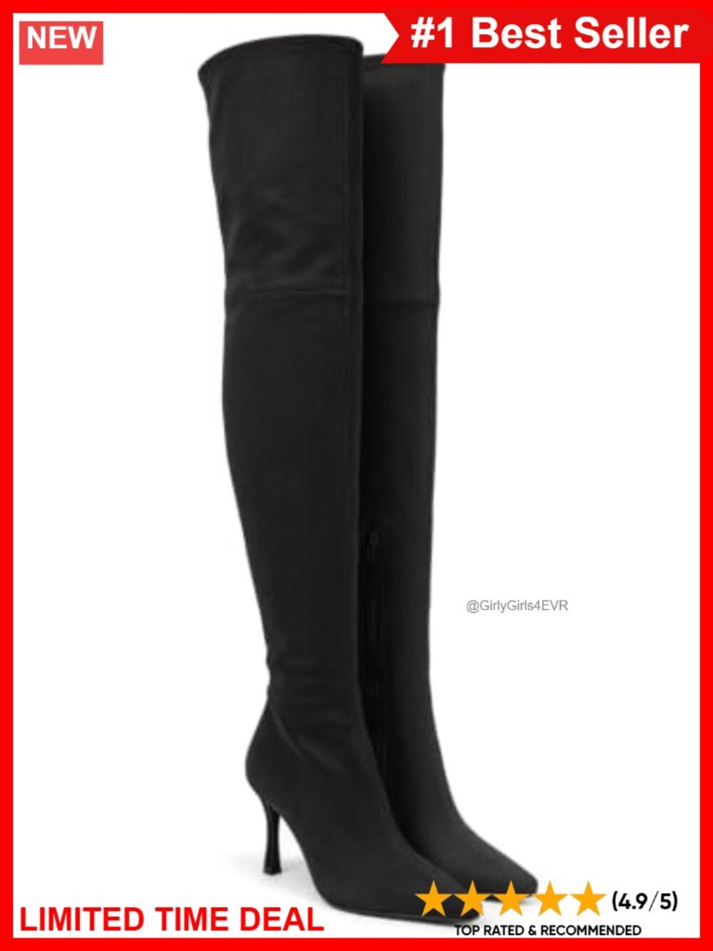 Faux Suede Pointed Toe Over the Knee Boots Kitten Heel Side Zip Dress Boots